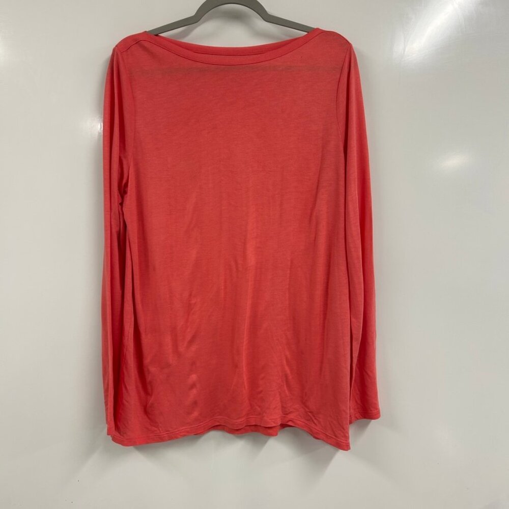 J. Jill Womens Medium‎ Coral Long Sleeve Top Minimalist Casual Soft Knit Capsule